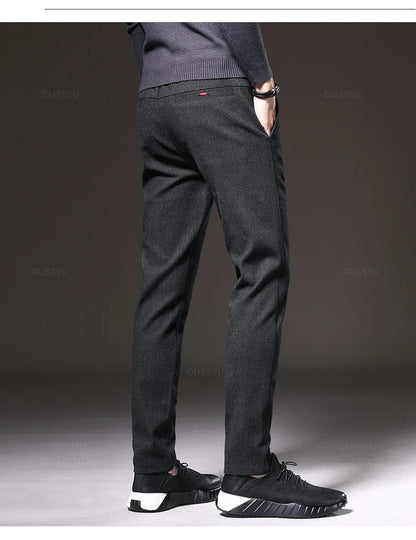 Heren Casual Broek van Geborstelde Stof