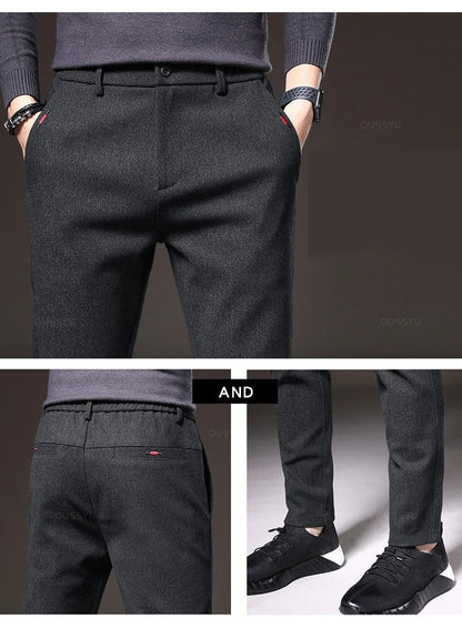 Heren Casual Broek van Geborstelde Stof