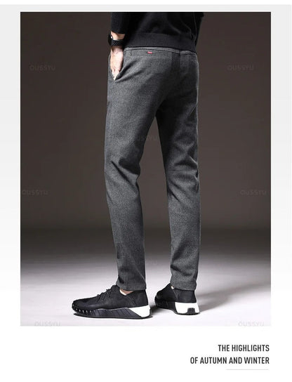 Heren Casual Broek van Geborstelde Stof