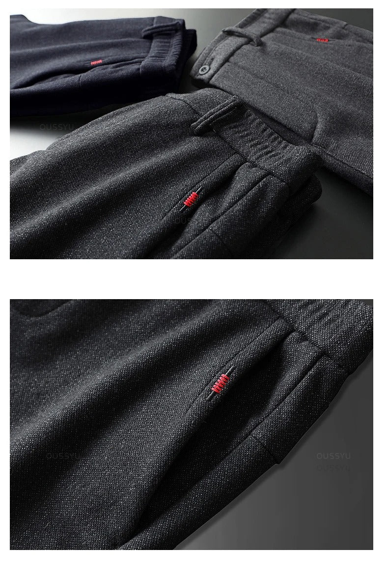 Heren Casual Broek van Geborstelde Stof