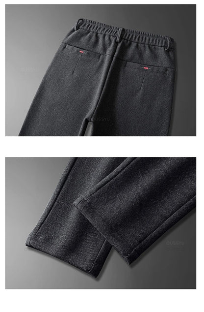 Heren Casual Broek van Geborstelde Stof