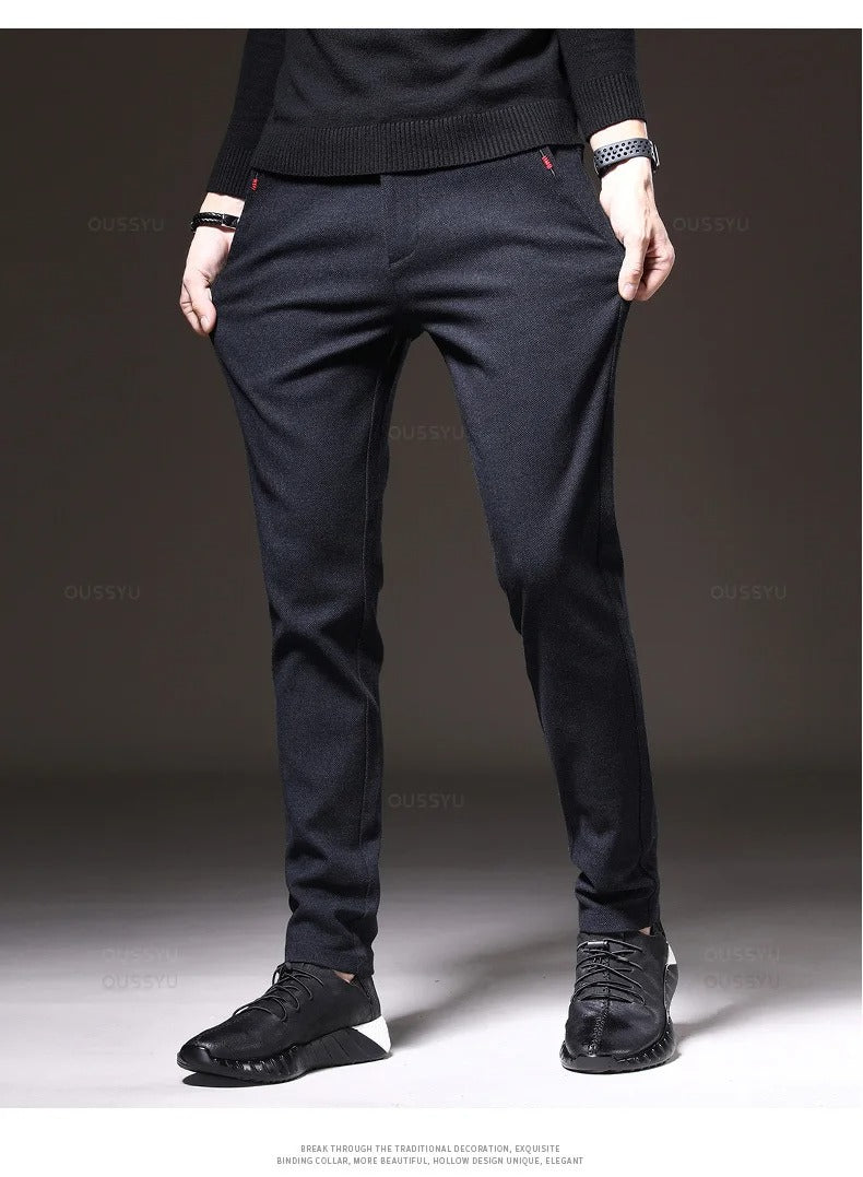 Heren Casual Broek van Geborstelde Stof