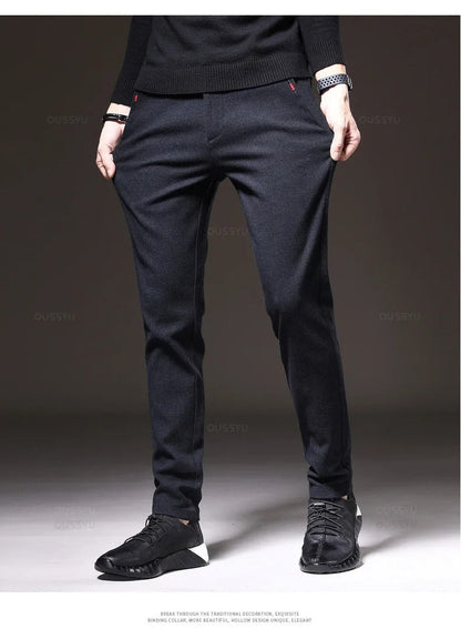 Heren Casual Broek van Geborstelde Stof