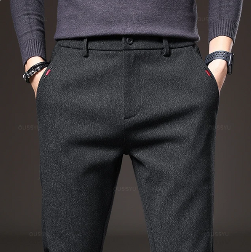Heren Casual Broek van Geborstelde Stof