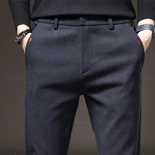 Heren Casual Broek van Geborstelde Stof
