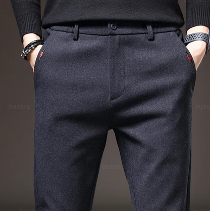 Heren Casual Broek van Geborstelde Stof