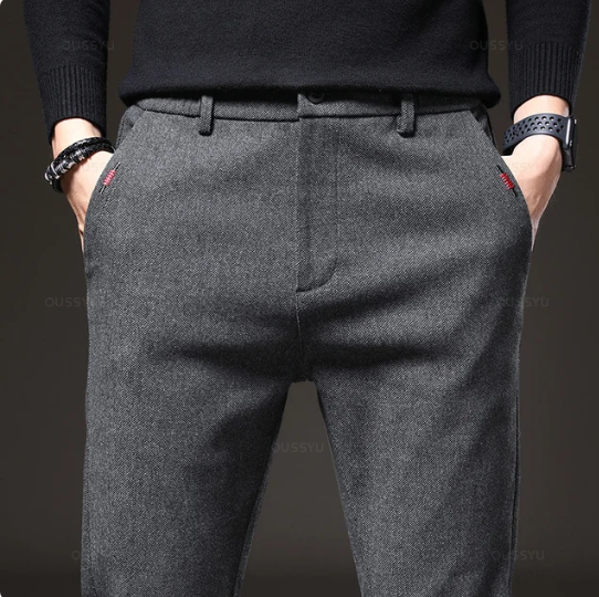 Heren Casual Broek van Geborstelde Stof