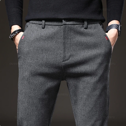Heren Casual Broek van Geborstelde Stof